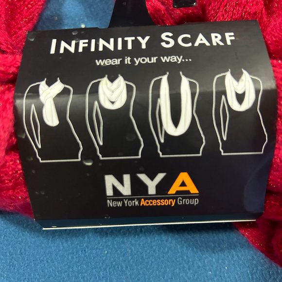NYA Infinity Scarf - Raspberry Red with Glitter - One Size - Picture 3 of 5